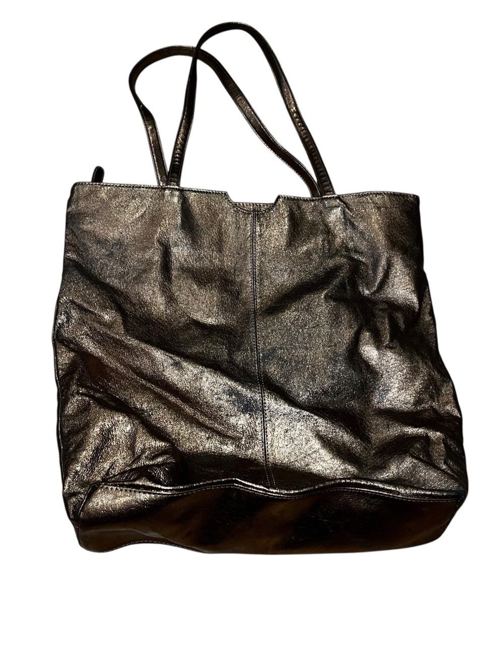 Vintage Wilson’s leather metallic gold bronze leather tote bag purse 15” x 17”